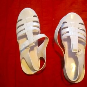 American Apparel White Flat Jelly's Size 10